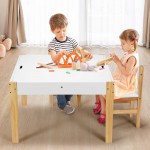Masuta Activitati 4 in 1 cu 2 scaunele cu spatar -Masa copii cu Tabla de scris cu creta si 4 compartimente de stocare